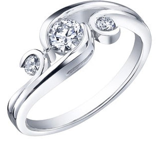Anillo de compromiso de diamantes canadienses en oro blanco de 18 quilates y paladio