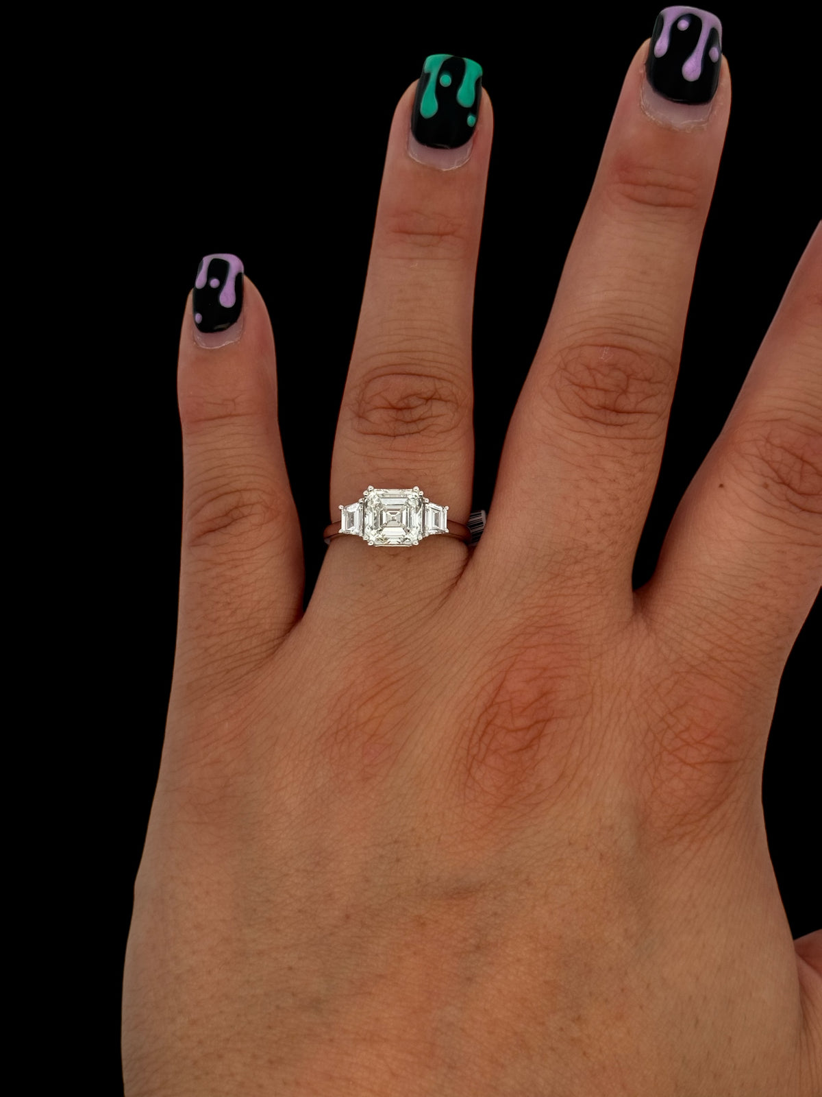 14K White Gold Lab Grown Asscher Cut Diamond Engagement Ring