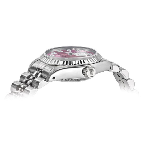 Rolex Pre-owned Rolex by Swiss Crown™ USA  Independently Certified Rolex Steel 26mm Jubilee Datejust Pink Diamond Dial and 18k Fluted Bezel Watch