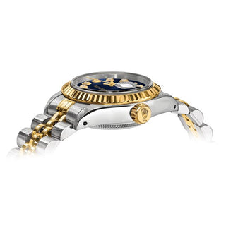 Swiss Crown™ USA Pre-owned Rolex-Independently Certified Steel and 18k 26mm Jubilee Datejust Blue Diamond Dial and Fluted Bezel Watch