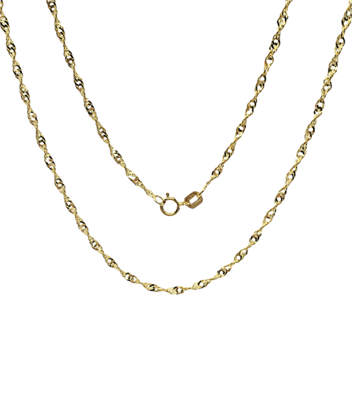 10K Yellow Gold 2.1mm Singapore Chain with Spring Clasp - 18 Inches