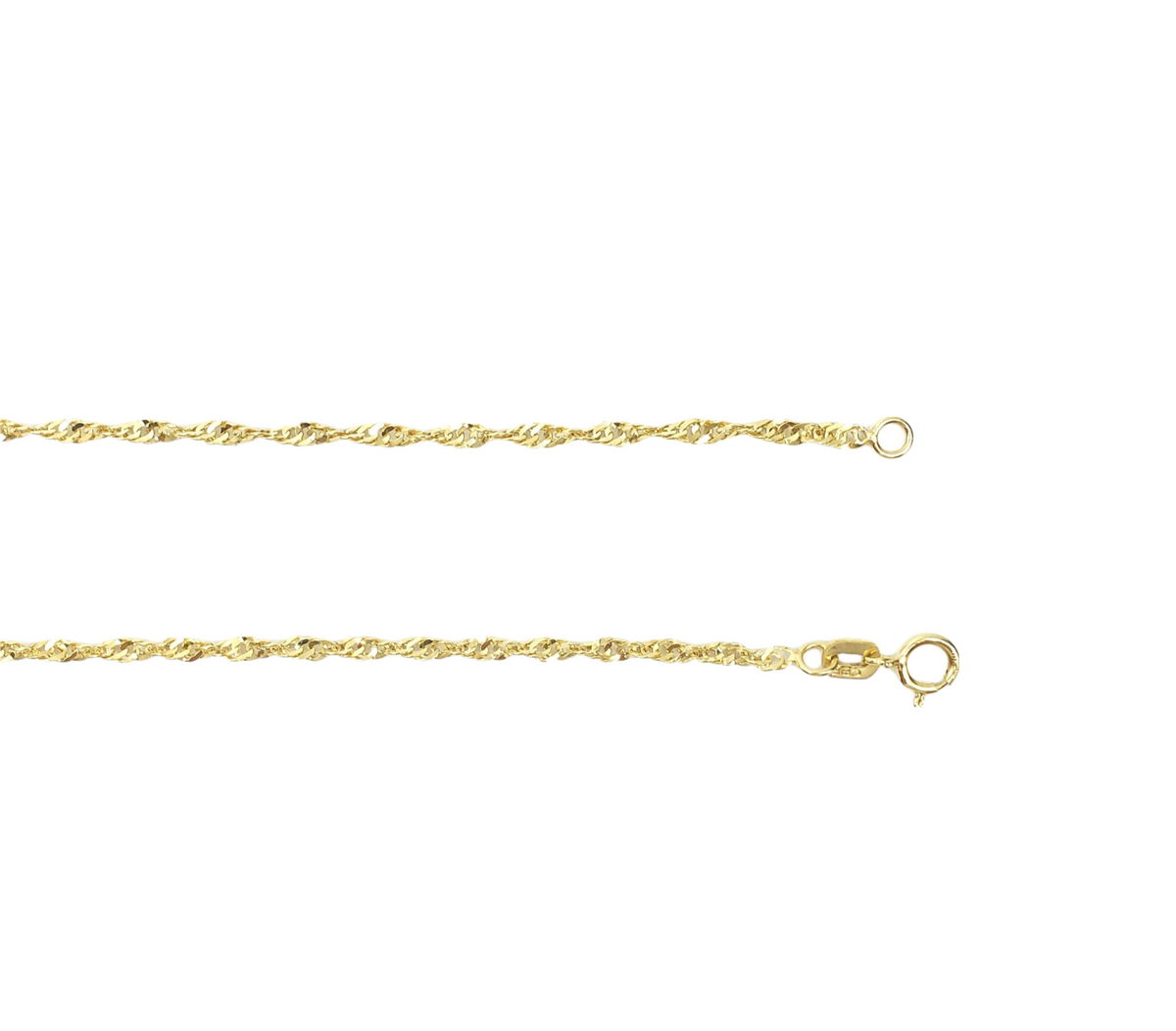 10K Yellow Gold 2.1mm Singapore Chain with Spring Clasp - 18 Inches