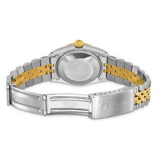 Swiss Crown™ USA Pre-owned Rolex-Independently Certified Steel and 18k 31mm Jubilee Datejust Black Diamond Dial and Fluted Bezel Watch