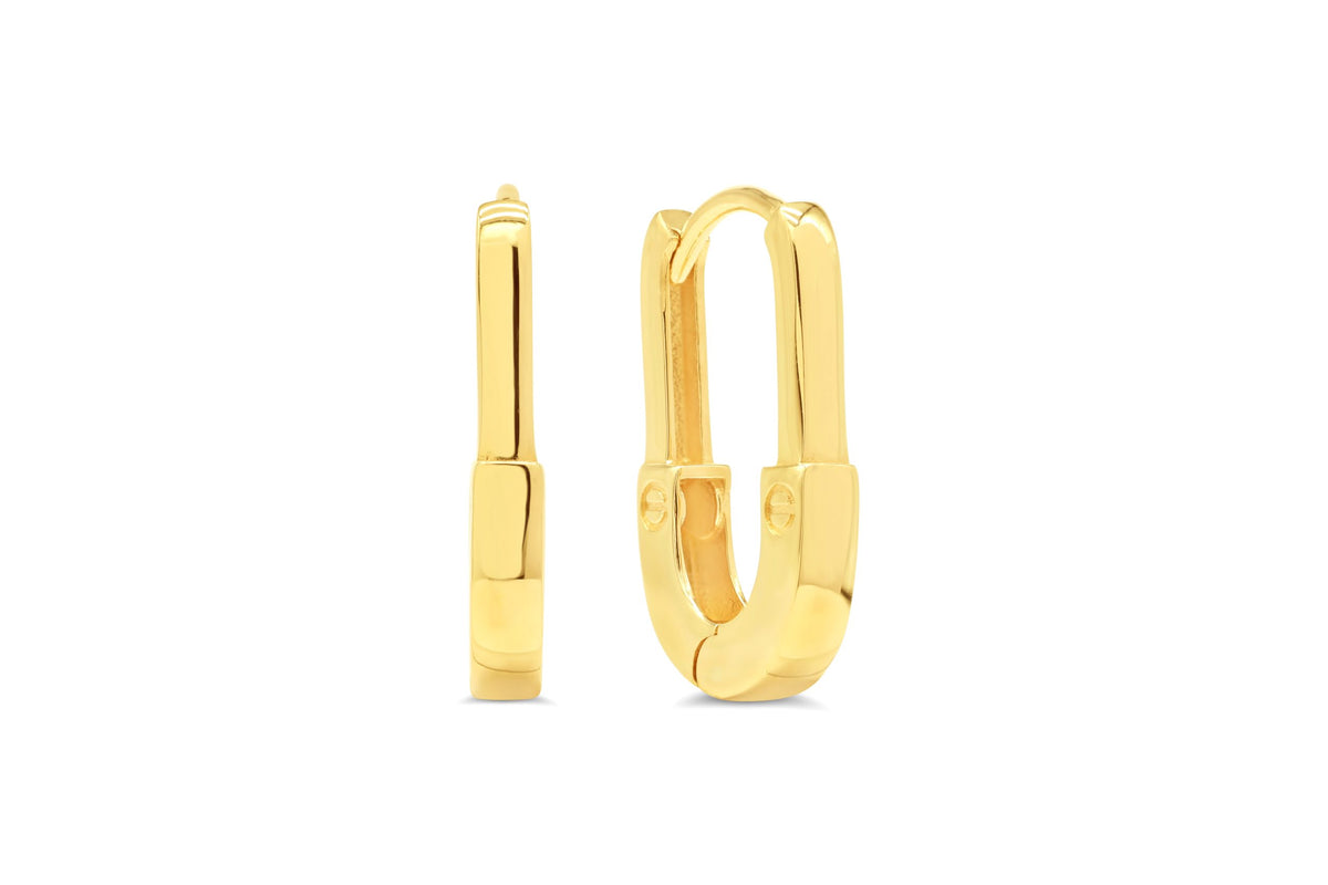 10K Yellow Gold Safety Pin Huggies