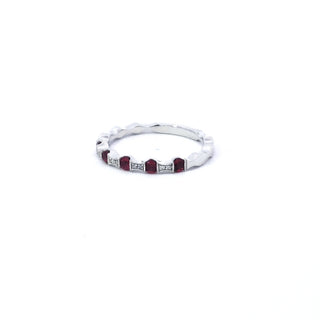 14K White Gold Ruby & Diamond Ring