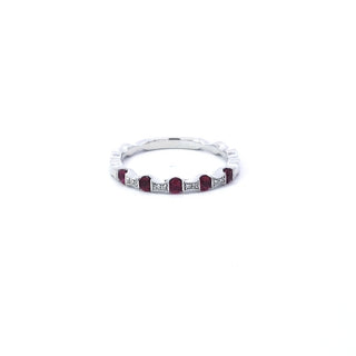 14K White Gold Ruby & Diamond Ring