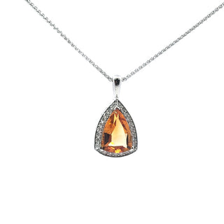 Colgante de oro blanco de 10 quilates con diamantes y citrino de 0,25 quilates, 18"