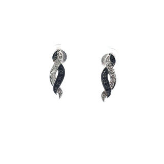 Aretes de diamantes negros de 0,05 quilates en oro blanco de 10 quilates