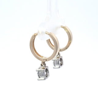 Aretes de diamantes cultivados en laboratorio de oro amarillo y blanco de 14 quilates de 1,58 quilates