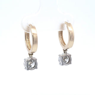 Aretes de diamantes cultivados en laboratorio de oro amarillo y blanco de 14 quilates de 1,58 quilates