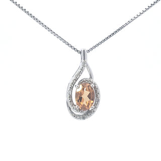 Collar de plata con citrino ovalado de 0,75 quilates y diamante de 0,03 quilates, 18"