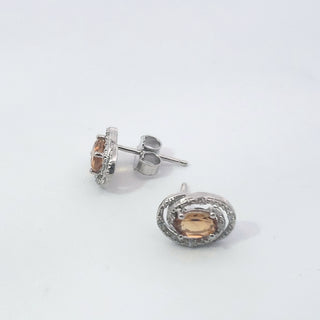 925 Sterling Silver & Diamond Halo Stud Earrings