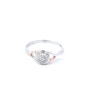 Anillo de diamantes de 0,102 quilates en oro blanco y rosa de 10 quilates