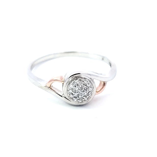 Anillo de diamantes de 0,102 quilates en oro blanco y rosa de 10 quilates