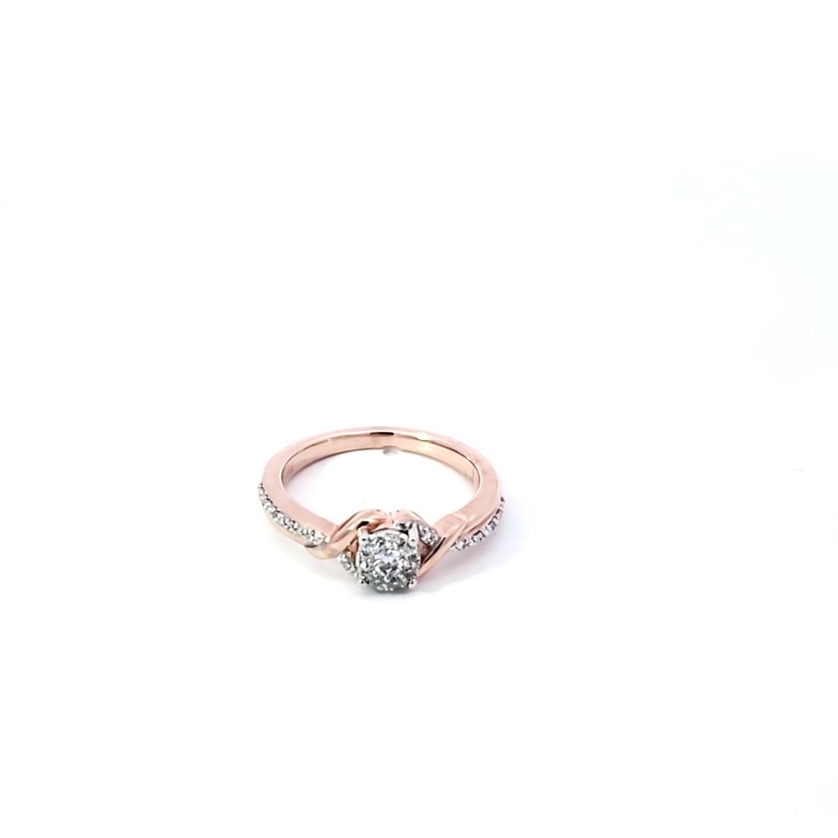 Anillo de diamantes de 0,19 quilates en oro blanco y rosa de 10 quilates