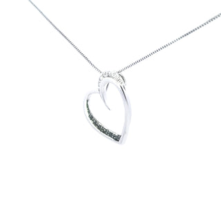 10K White Gold 0.09 cttw Black Diamond Heart Pendant, 18"