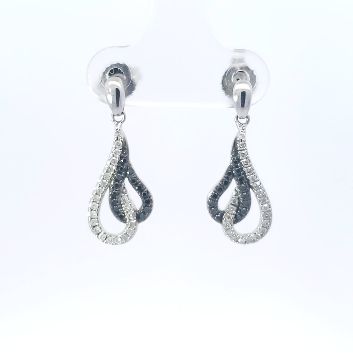 10K White Gold 0.33 cttw Black Diamond Earrings