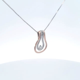 Colgante de diamantes de 0,20 quilates en oro blanco y rosa de dos tonos de 10 quilates, 18"