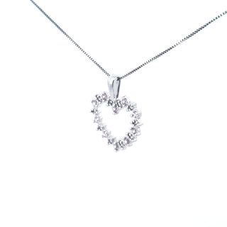 Colgante en forma de corazón de zafiro rosa y diamante de 0,05 quilates en oro blanco de 10 quilates, 18"