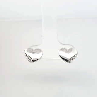 Pendientes de corazón de diamantes de 0,024 quilates en oro blanco de 10 quilates