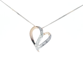 Colgante en forma de corazón con diamantes de 0,06 quilates en oro amarillo de 10 quilates, 18"