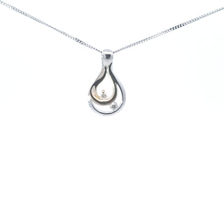 Colgante de diamantes de 0,05 quilates en oro blanco y amarillo de 10 quilates, 18"