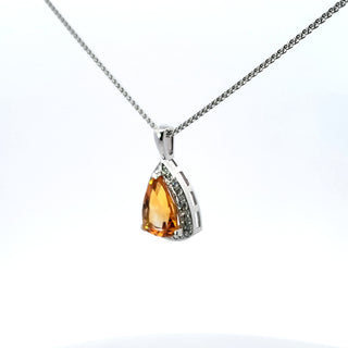 Colgante de oro blanco de 10 quilates con diamantes y citrino de 0,25 quilates, 18"