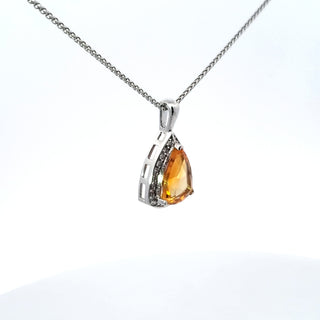 Colgante de oro blanco de 10 quilates con diamantes y citrino de 0,25 quilates, 18"
