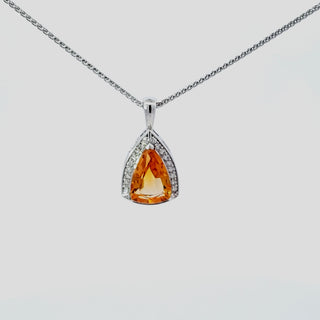 Colgante de oro blanco de 10 quilates con diamantes y citrino de 0,25 quilates, 18"