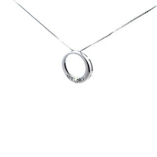 Colgante circular de diamantes de 0,035 quilates en oro blanco de 10 quilates, 18"