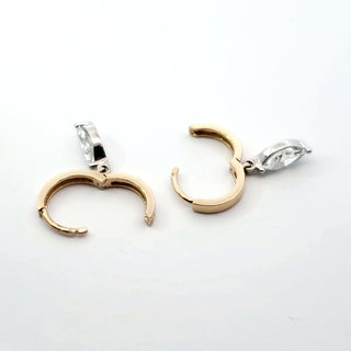 Aretes tipo marquesa con diamantes cultivados en laboratorio de 1,32 quilates en oro amarillo y blanco de 14 quilates