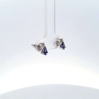 10K White Gold 0.40 cttw Genuine Tanzanite & 0.02 cttw Diamond Earrings