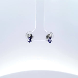 10K White Gold 0.40 cttw Genuine Tanzanite & 0.02 cttw Diamond Earrings