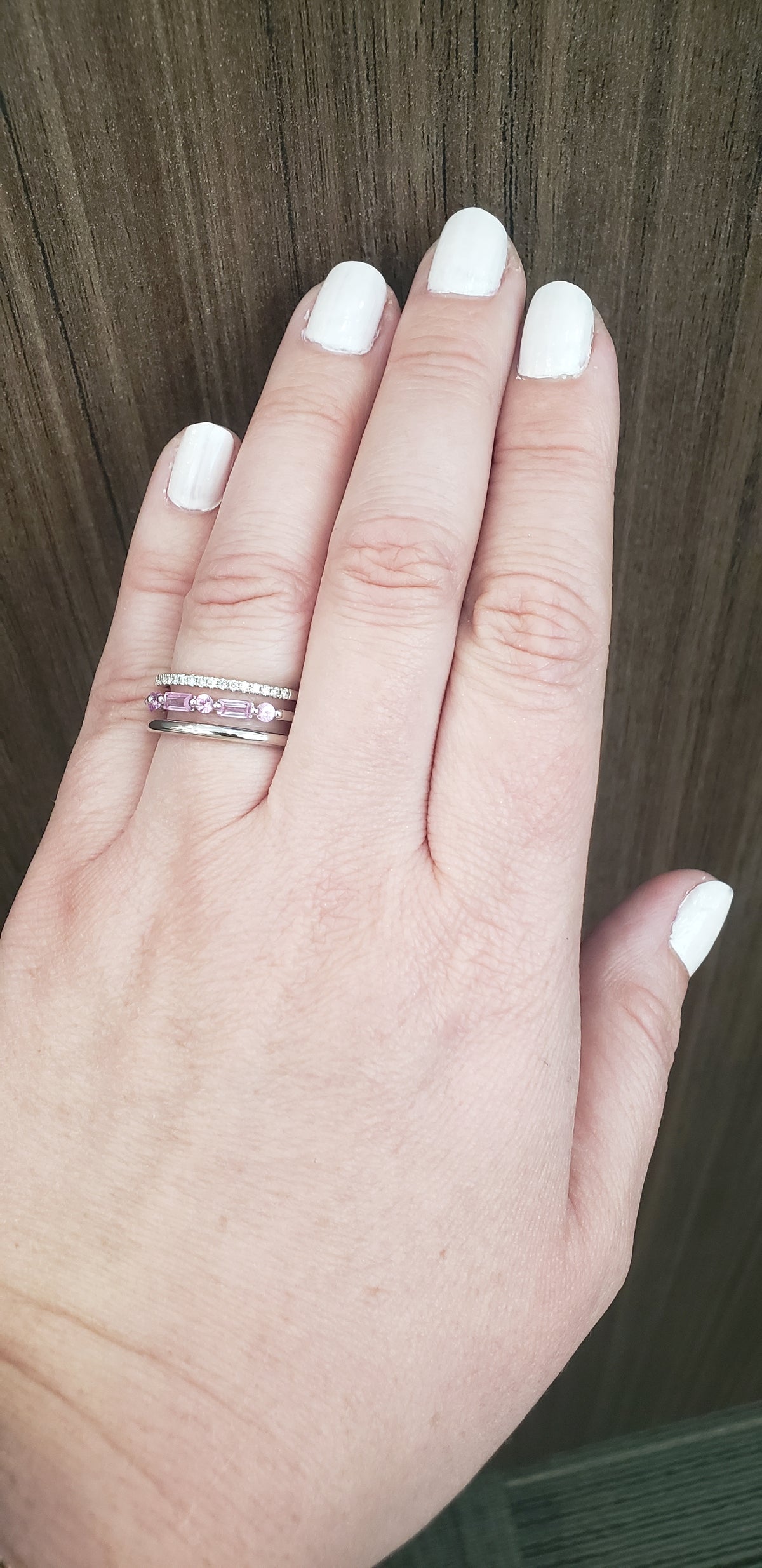 14K White Gold Pink Sapphire &amp; Diamond Ring