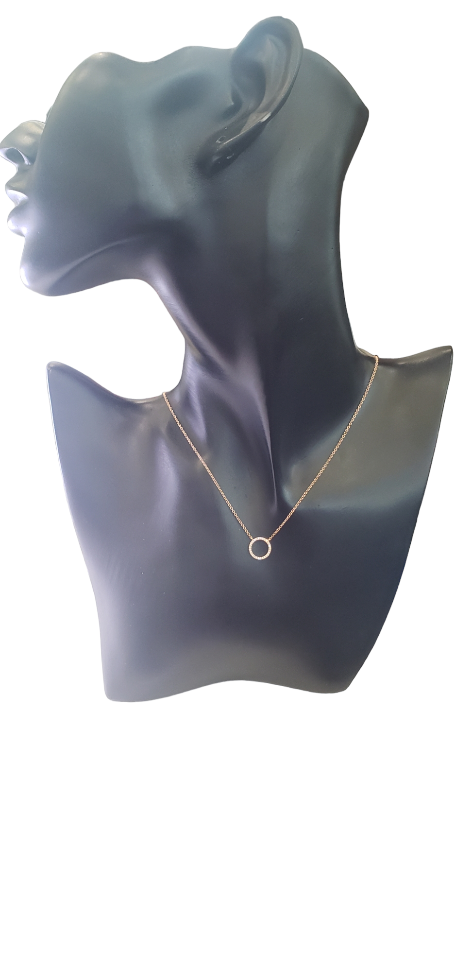 14K Rose Gold Diamond Pendant, 18"
