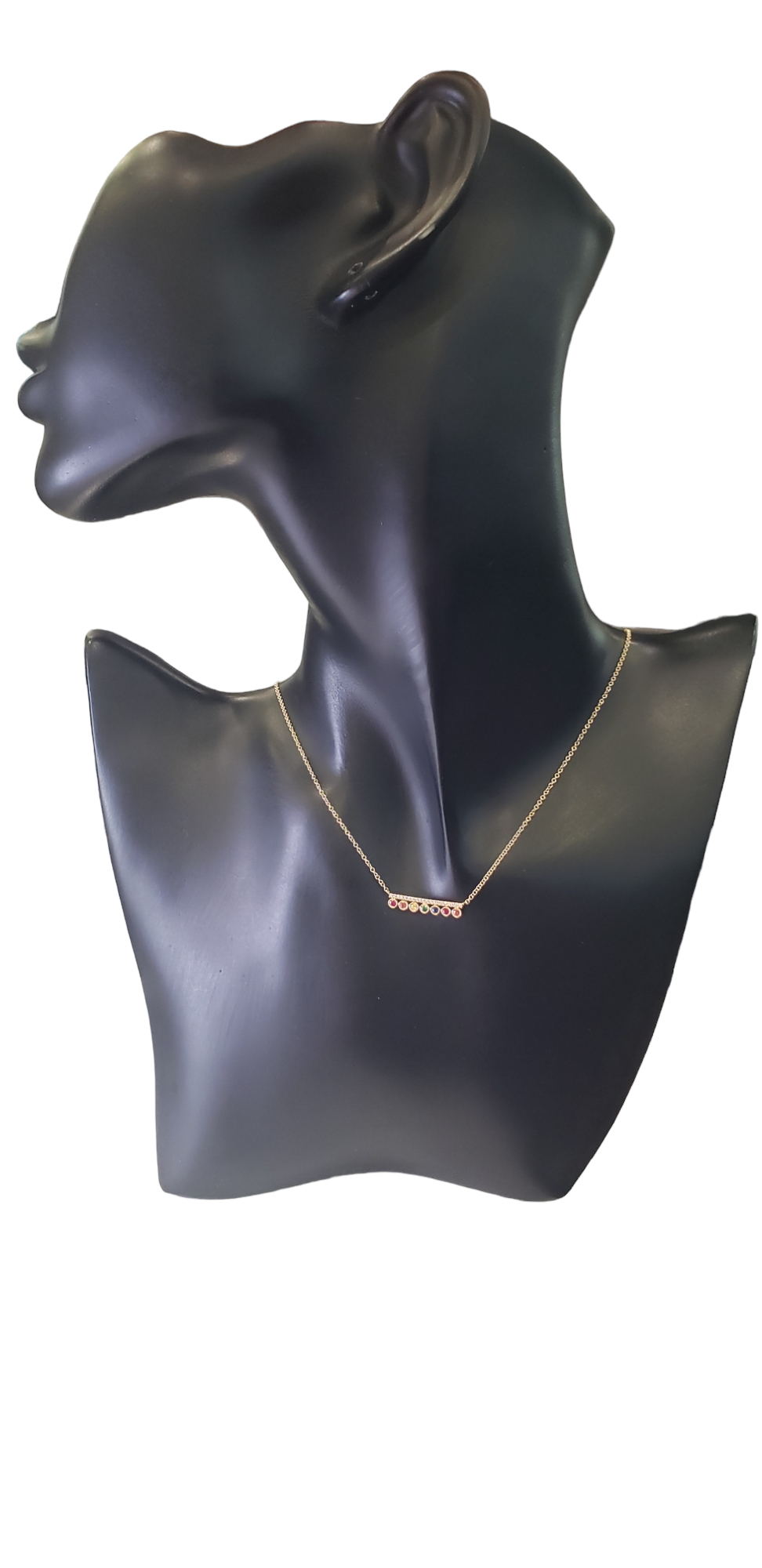 14K Yellow Gold Multi Stone and Diamond Pendant, 18&quot;