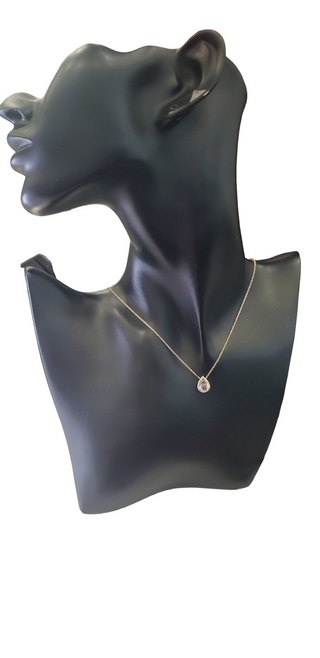 14K Yellow Gold Blue Topaz & Diamond Pendant, 18"