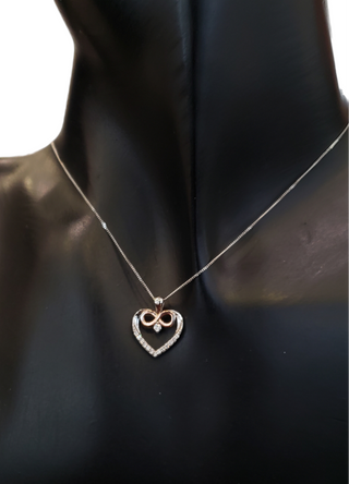 10K White & Rose Gold 0.03cttw Canadian Diamond Heart and Infinity Necklace, 18"