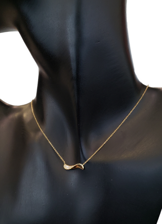 14K Yellow Gold Diamond Pendant, 18"