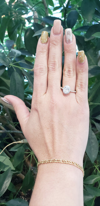 14K Yellow and White Gold 1.01cttw Oval Lab Grown Diamond Engagement Ring