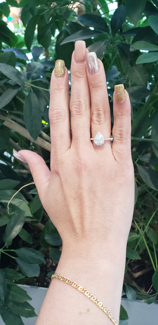 14K Yellow and White Gold 1.05cttw Pear Lab Grown Diamond Engagement Ring