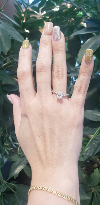 14K Yellow and White Gold 1.01cttw Pear Lab Grown Diamond Engagement Ring