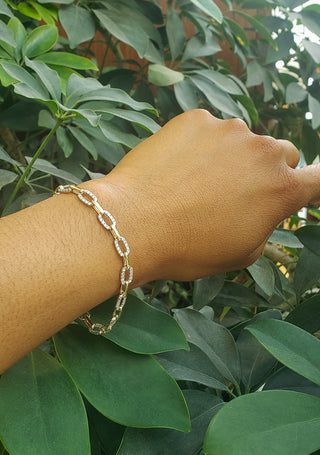 Pulsera de diamantes en oro amarillo y blanco de 14 quilates