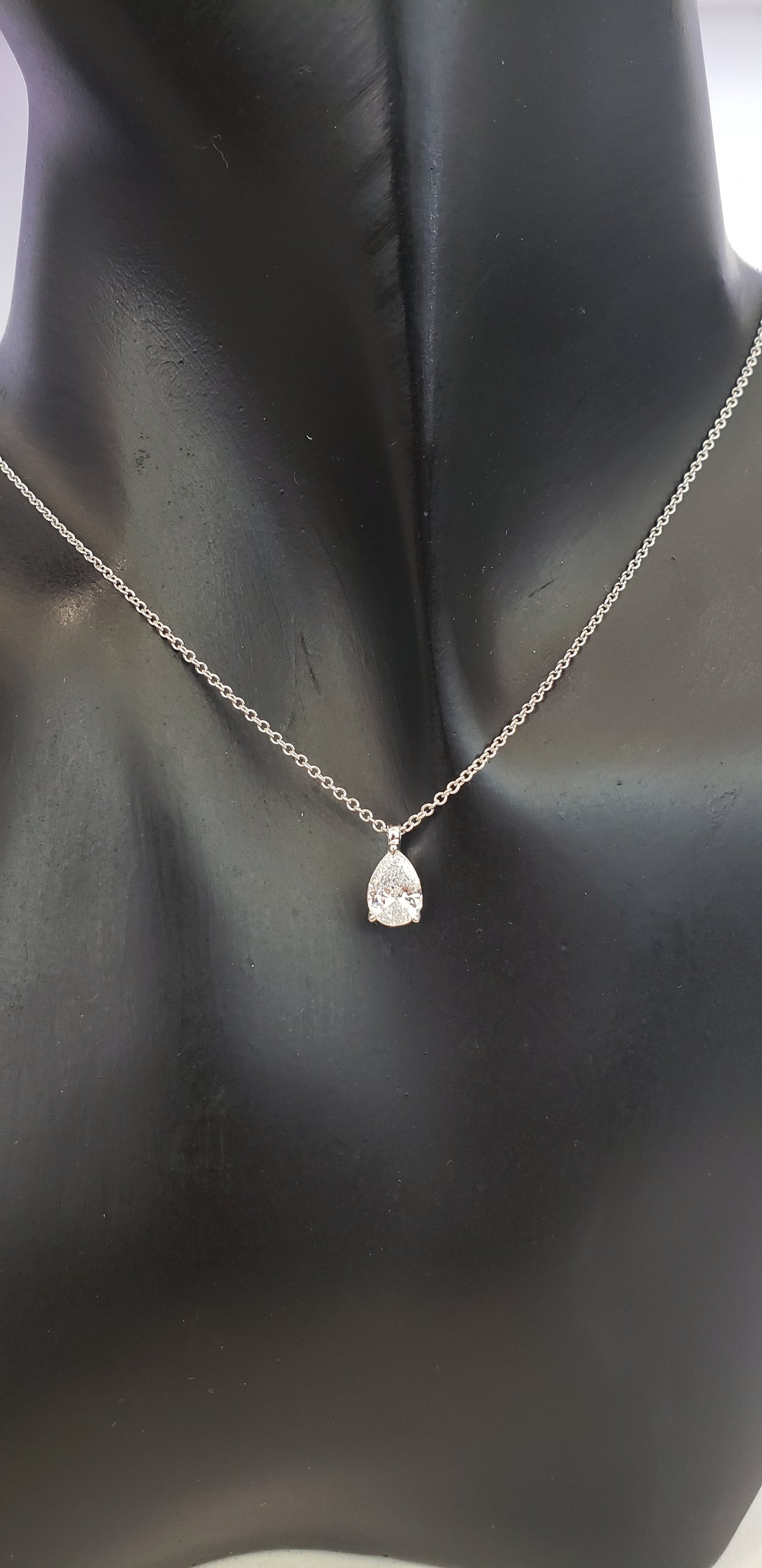 14K White Gold Lab Grown 0.67 cttw Pear Cut Diamond Pendant