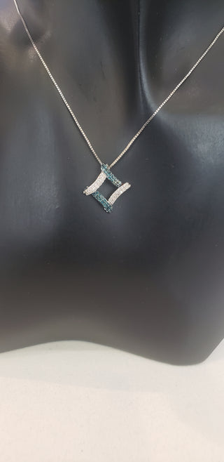 Colgante de diamante azul de 0,20 quilates en oro blanco de 10 quilates, 18"