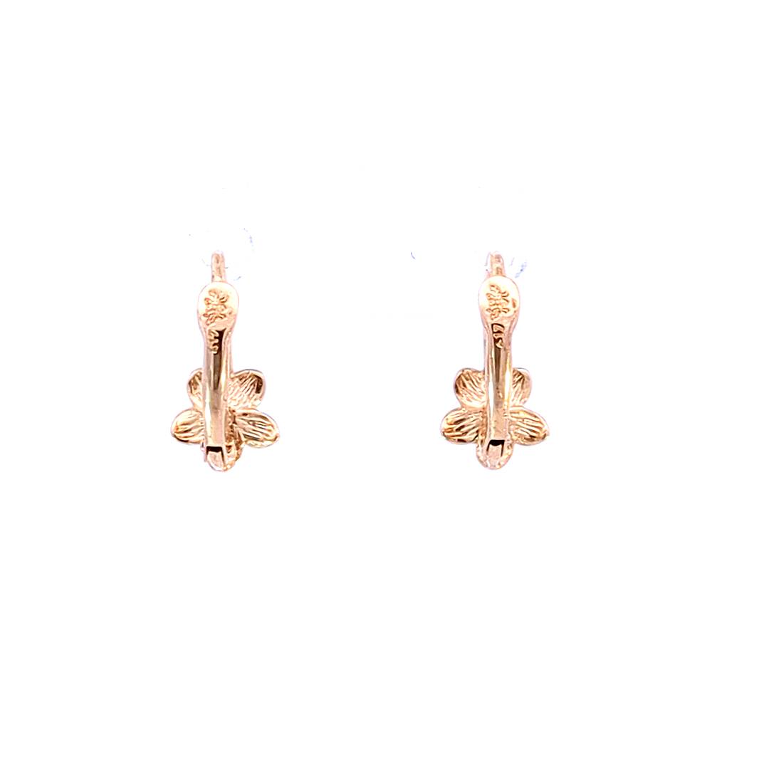 10K Yellow Gold Flower and Cubic Zirconia Baby Earrings