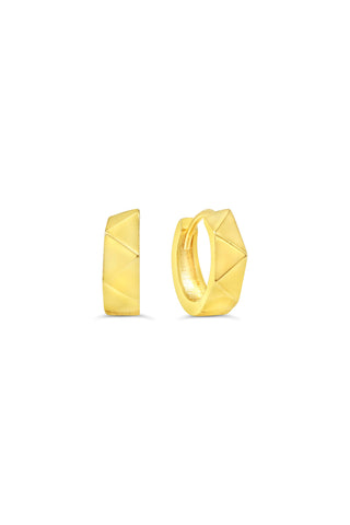 Pendientes de aro / Huggie / con bisagras de oro tricolor de 10 quilates