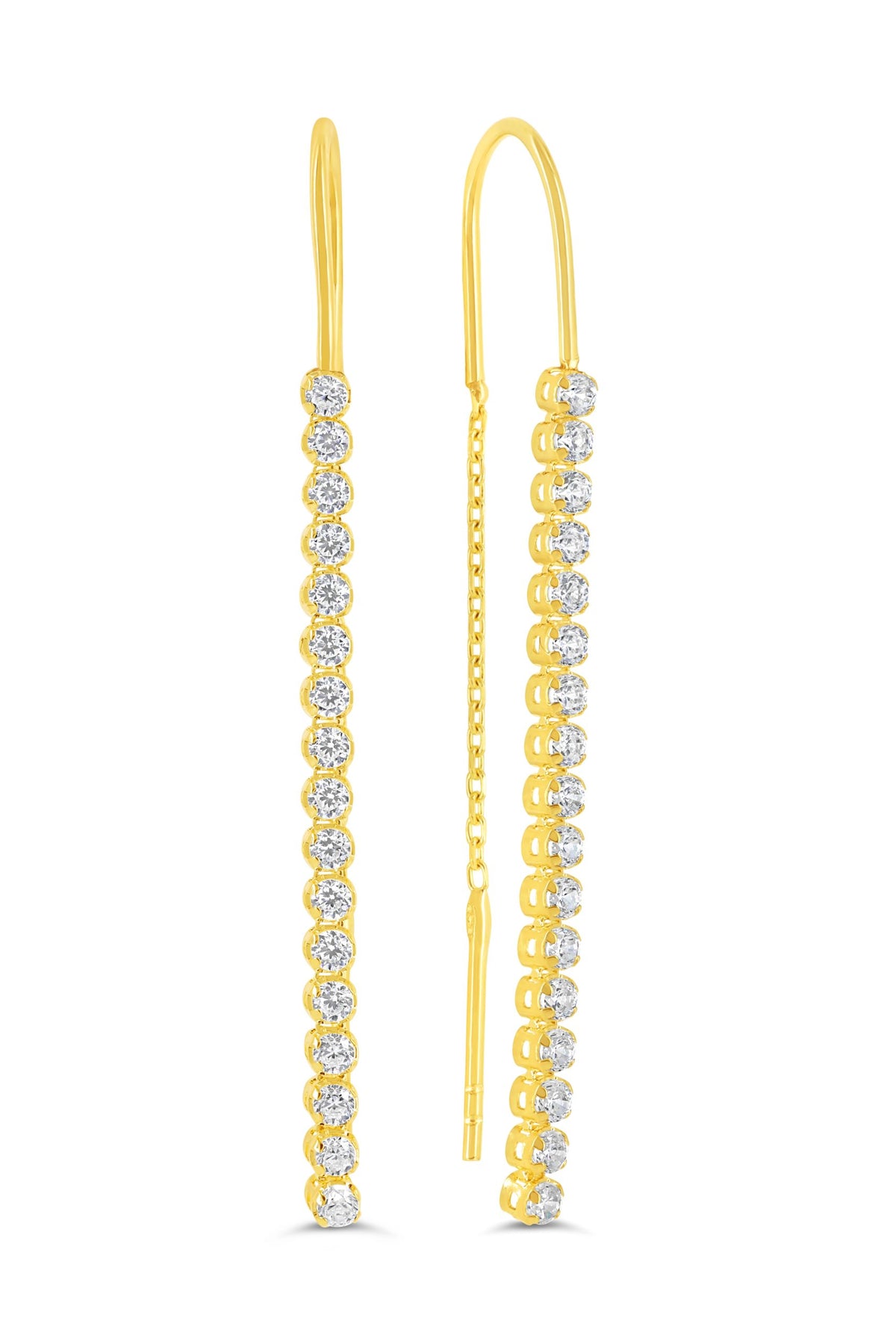 10K Yellow Gold Cubic Zirconia Tennis Earrings