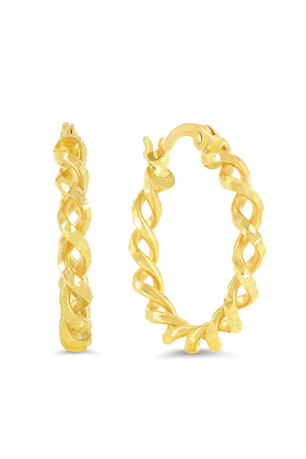 10K Yellow Gold Spring Hoop Earrings