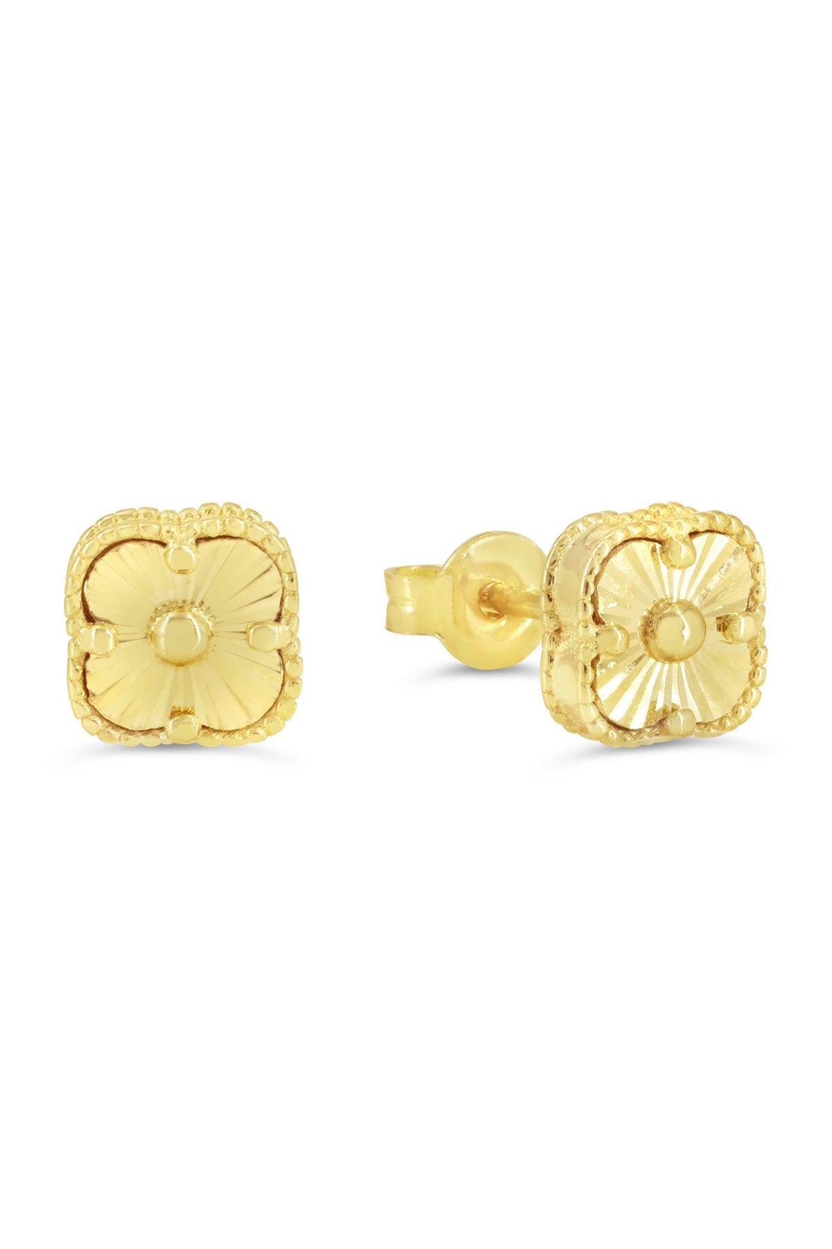 10K Yellow Gold Clover Stud Earrings
